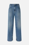 Pinko Baggy Jeans With Front Pleat In Navy