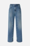 Pinko Baggy Jeans With Front Pleat In Navy