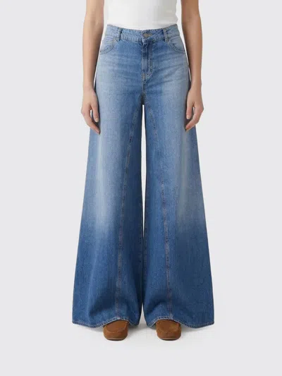 Pinko Cotton Denim Flared Jeans In Blue