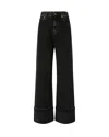 Pinko Wide-leg Denim Jeans With Fixed Cuff In Black