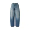 Pinko Blue Jeans With Belt Loops And Distressed Effect In Denim Woman In Blue