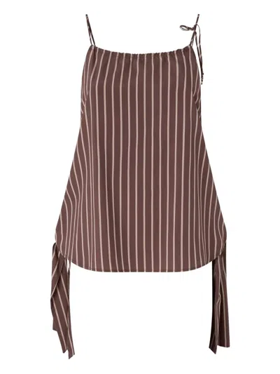 Pinko Jennifer Striped Top Tie Detail Design In Burgundy