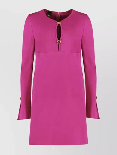Pinko Jersey Dress With Button Detail And Keyhole Neckline In Purple