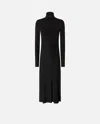 Pinko Robe Longue En Maille Côtelée De Cachemire Mélangé In Limo Black