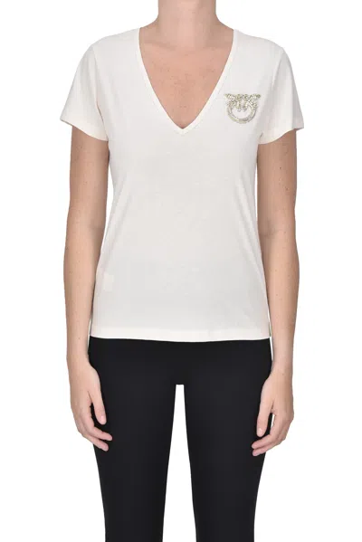 Pinko Jewel Designer Logo T-shirt In White