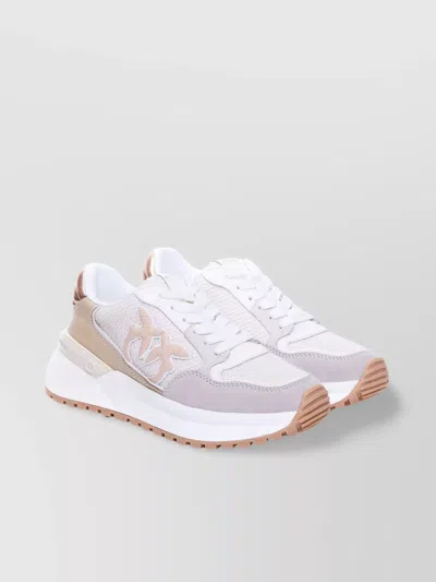 Pinko Jewel Sneakers With Round Toe And Mesh Panels In White