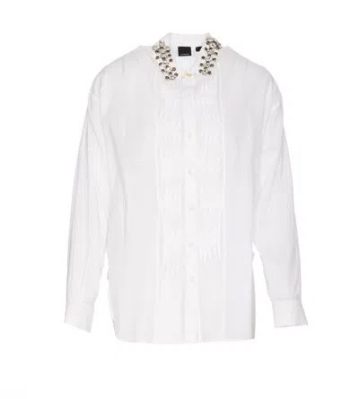 PINKO JEWELED COLLAR SHIRT