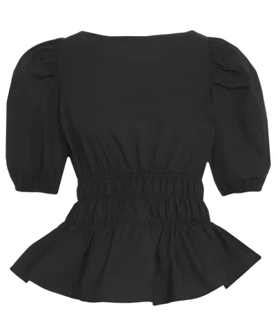 Pinko Joandra Smocked Puff-sleeve Top In Black