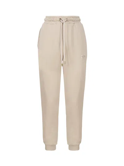 Pinko Jogger Pants With Embroidery In Beige