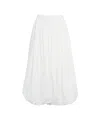 Pinko Voluminous White Cotton Skirt With Gathered Waist In White