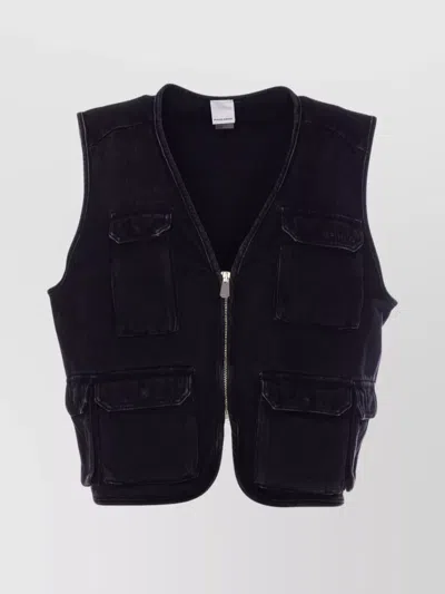 Pinko Joker Vest Sleeveless V-neck Pockets In Black