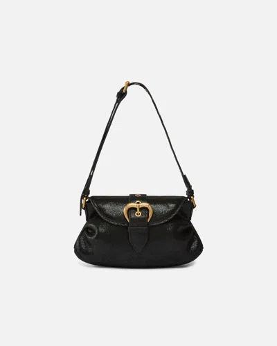 Pinko Jolene Small Shoulder Bag In Shiny Suede In Multi