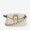 Pinko Jolene Small Shoulder Bag With Heart Buckle In White