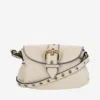 Pinko Jolene Small Shoulder Bag With Heart Buckle In White