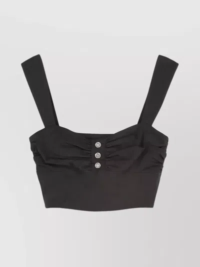 Pinko Journey Cropped Button Detail Top In Black