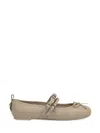 Pinko Nappa Leather Ballet Flats With Straps And Bow In Multicolor