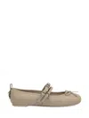 Pinko Nappa Leather Ballet Flats With Straps And Bow In Multicolor