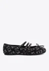 Pinko Ballerines Monogram Avec Strass Et Naud Sur La Pointe