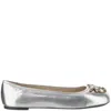 Pinko Metallic Nappa Leather Ballerinas In Grey