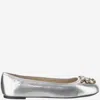 Pinko Metallic Nappa Leather Ballerinas In Silver