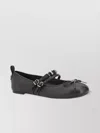 Pinko Nappa Leather Ballet Flats With Straps And Bow
