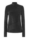 Pinko Koch Maglia Slim Fit Rhinestone Mockneck Top In Black