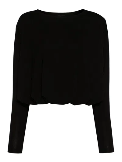 Pinko Draped Jersey T-shirt In Black