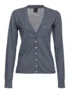 Pinko V-neck Wool Cardigan In Grey