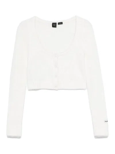 Pinko Cropped Cardigan In White