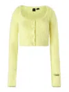 Pinko Short Soft Knit Cardigan In Yellow