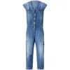 Pinko Denim Jumpsuit With Belt Loops And Pockets In Multicolor