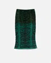 Pinko Pencil Skirt With Zebra-effect Sequin Embroidery In Green/black