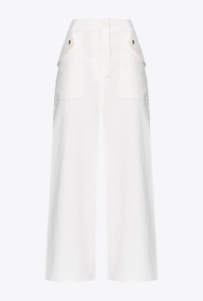 Pinko Linen Skirt With Slits In Silk White