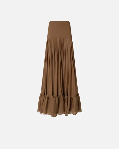 Pinko Long Frilly Skirt In Viscose Georgette