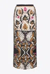 Pinko Long Skirt With Floral Print In Viscose In Multi Brown/beige