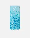 Pinko Gradient Georgette Calf-length Skirt With Sequins And Rhinestones In Multi. Blue/light Blue