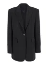 Pinko Kamut Black Single-breasted Jacket With Peak Revers In Viscose Blend Stretch Woman In Black