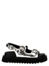 Pinko Open Toe Platform Sandals With Metallic Finish In Silver