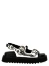 Pinko Open Toe Platform Sandals With Metallic Finish In Silver
