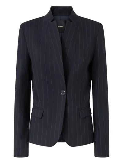 Pinko Tailored Pinstripe Blazer With Structured Shoulders In Black