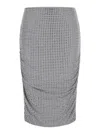 Pinko 'kedrin' Grey Rhinestoned Midi Skirt With Elastic Waist In Grey