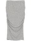 Pinko 'kedrin' Grey Rhinestoned Midi Skirt With Elastic Waist In Grey