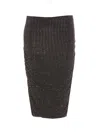 Pinko Crystal Embellished Ruched Midi Skirt In Black