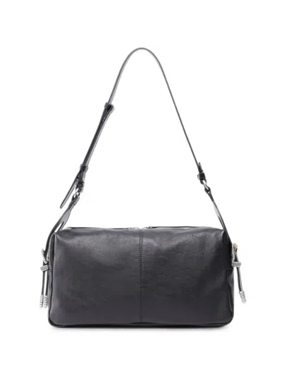Pinko Keeper Bag Medium Shoulder Bag In New Biker Leather In Black