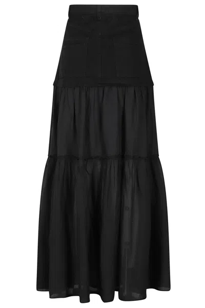 Pinko Kenny Cotton Voile Maxi Skirt In Black