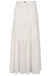 Pinko Ivory Voile Cotton Maxi Skirt