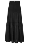 Pinko Long Skirt In Canvas And Cotton Voile In Black