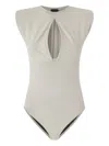 Pinko Run-resistant Bodysuit With Cut-out Detail In Gray