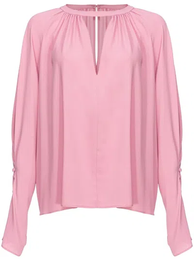 Pinko Keyhole-neck Long-sleeve Blouse In Pink