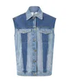 Shop Pinko Denim Sleeveless Jacket In Blue